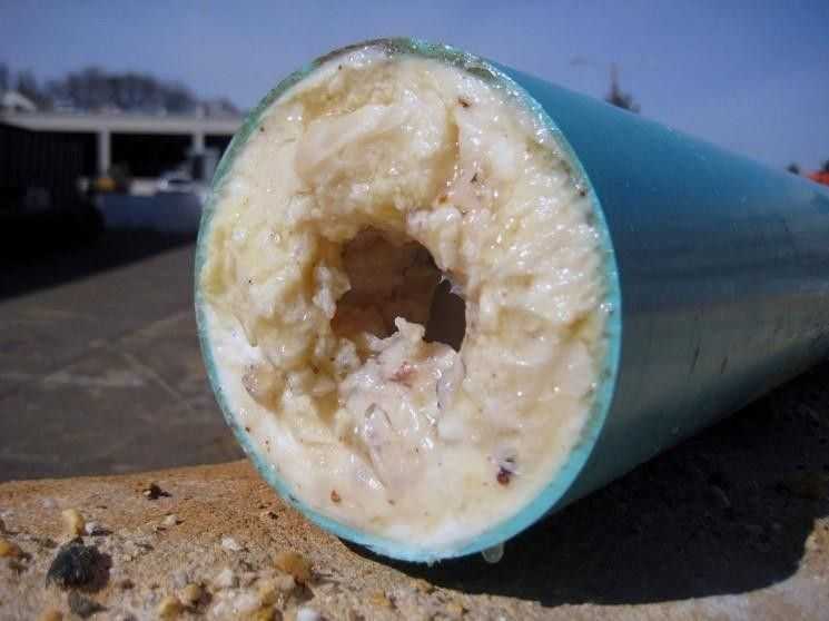 Pipe filled with fat oil and grease