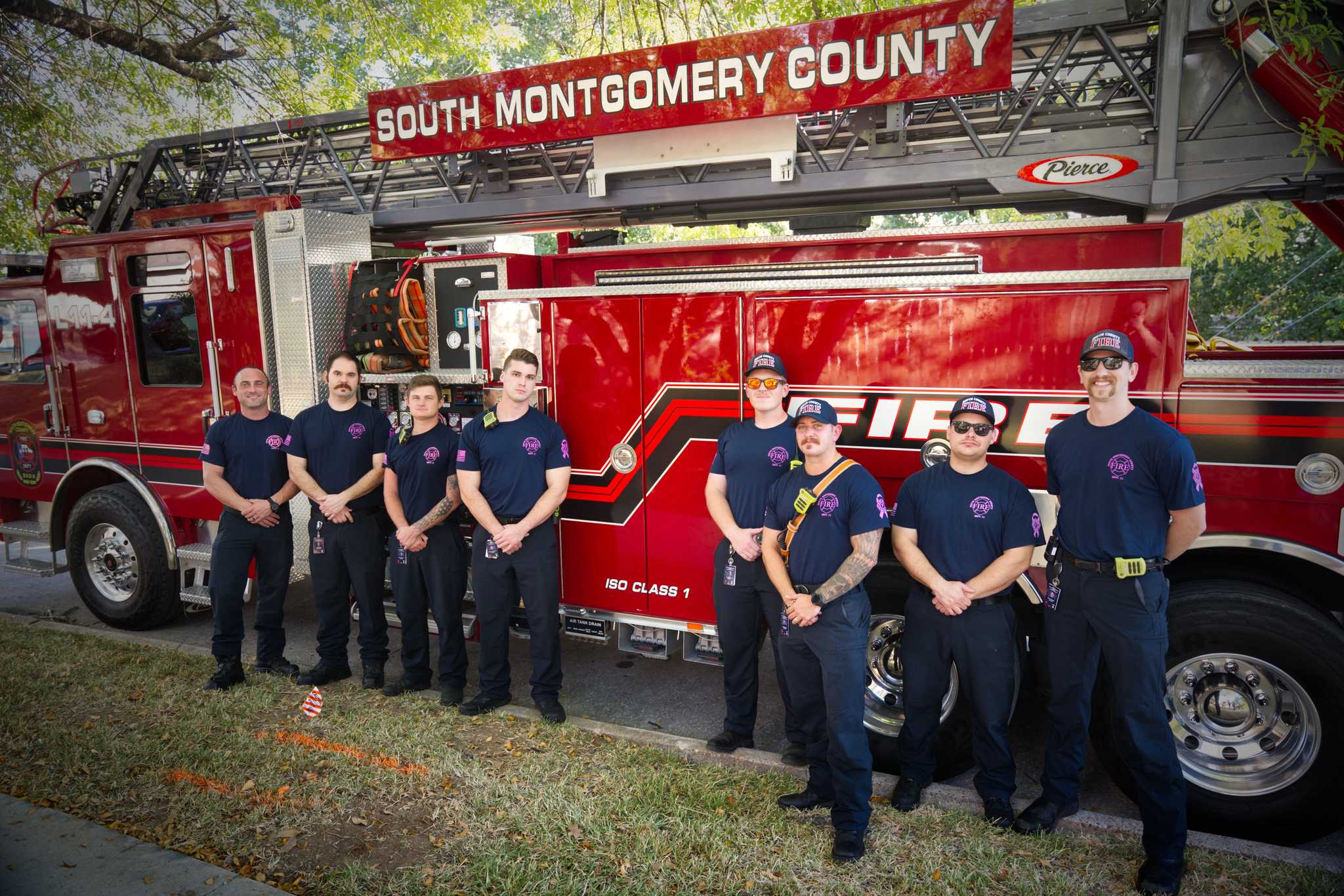 South Montgomery County Firefighters standing in front of fire engine