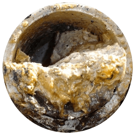 Pipe filled with fat oil and grease